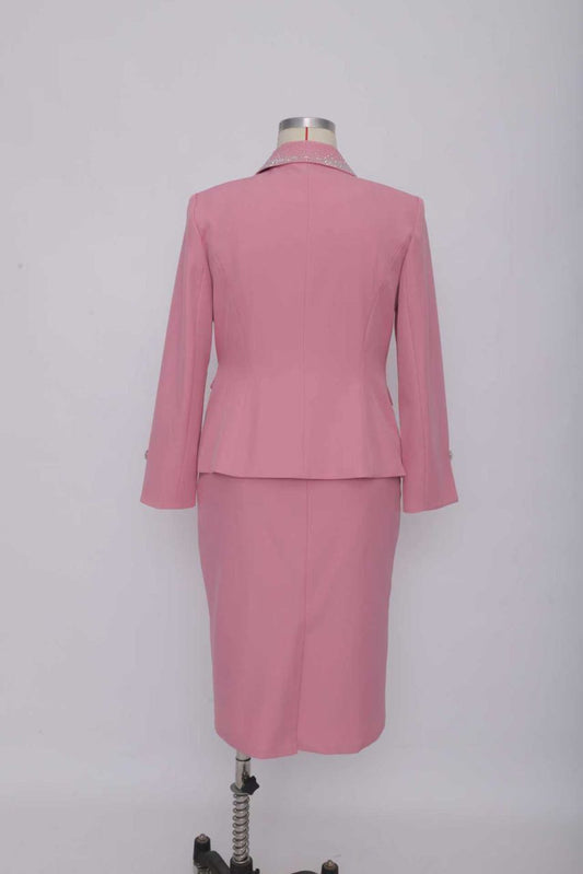 Women's Rhinestone 2-Piece Blazer & Skirt Suit Set – Church, Work & Events
