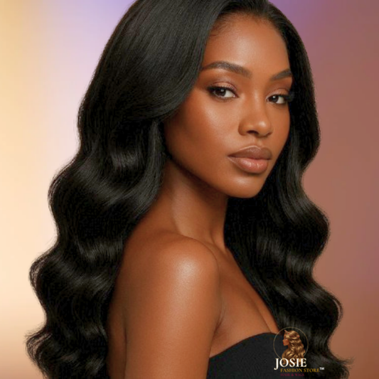 Natural wave lace front wig 18 inch jet black 210% density front view