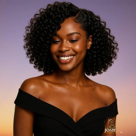Short jerry curly lace front wig 10 inch natural black front view