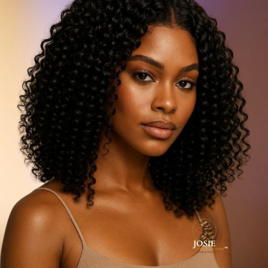 Pixie curly lace front wig 18 inch natural black 180% density front view