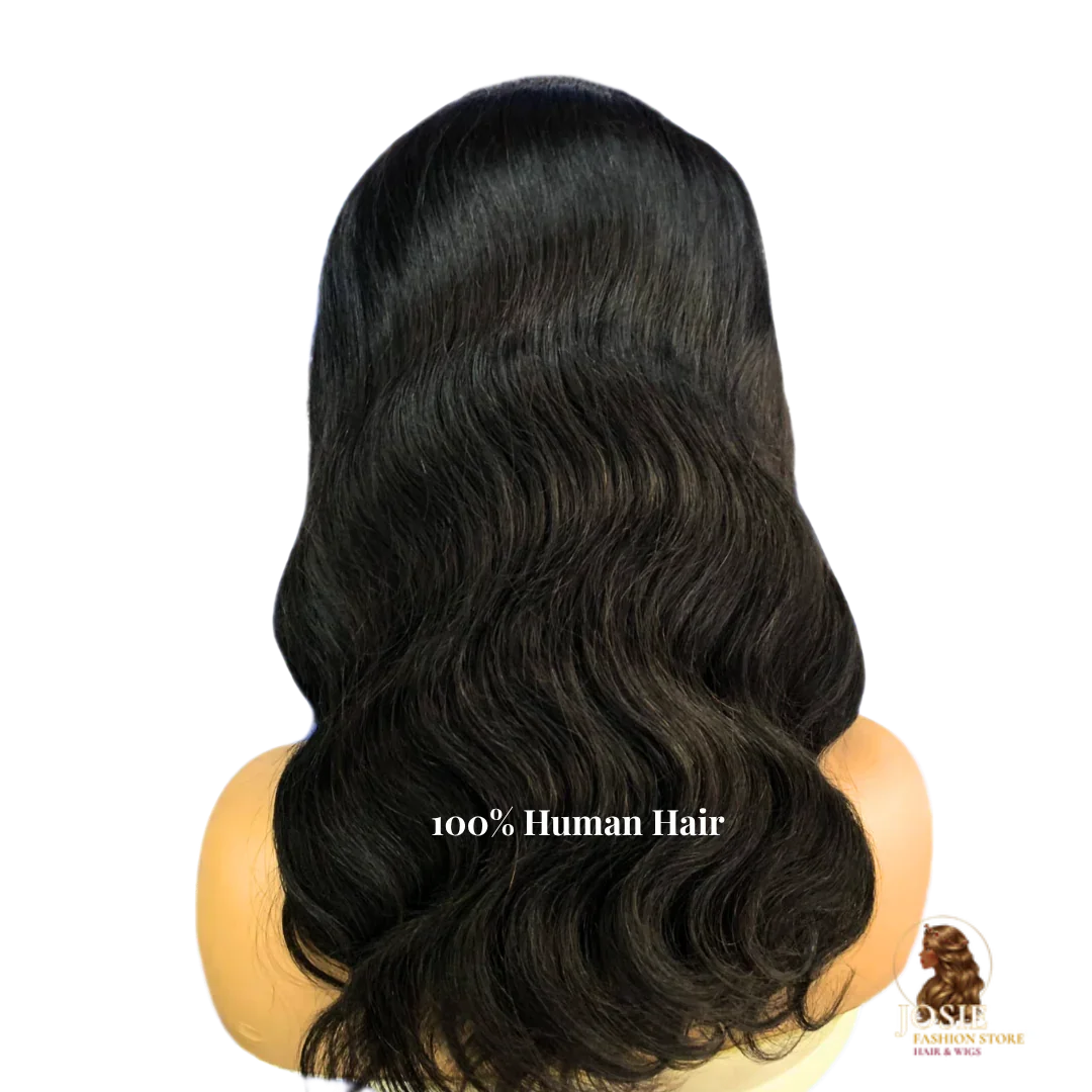 Fashion wave lace front wig 18 inch jet black 210% density front view