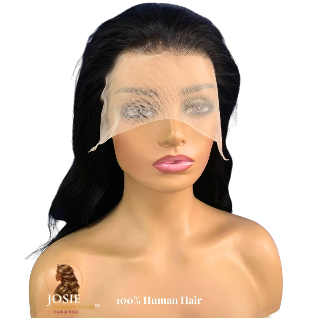 Fashion wave lace front wig 18 inch jet black 210% density front view