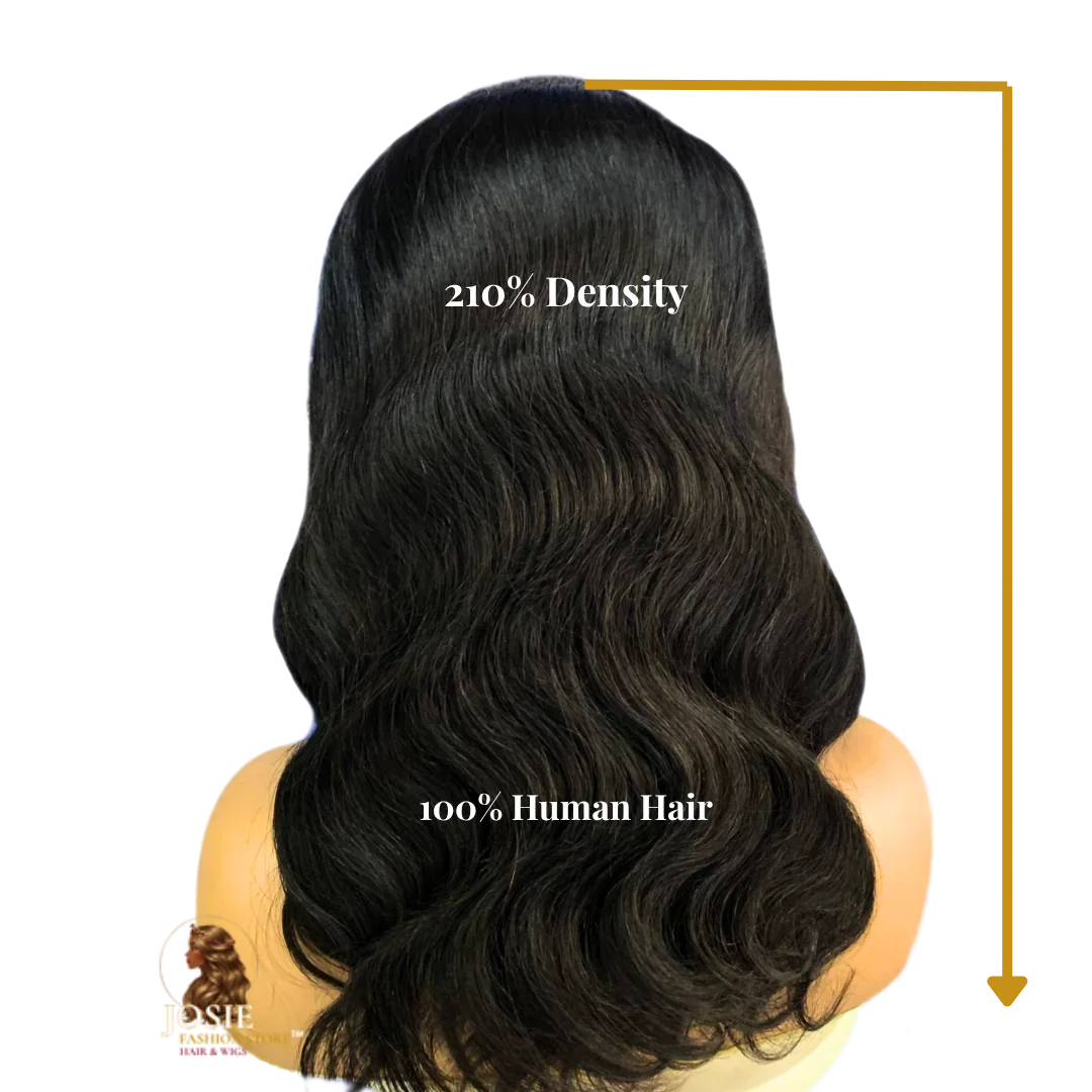 Fashion wave lace front wig 18 inch jet black 210% density front view