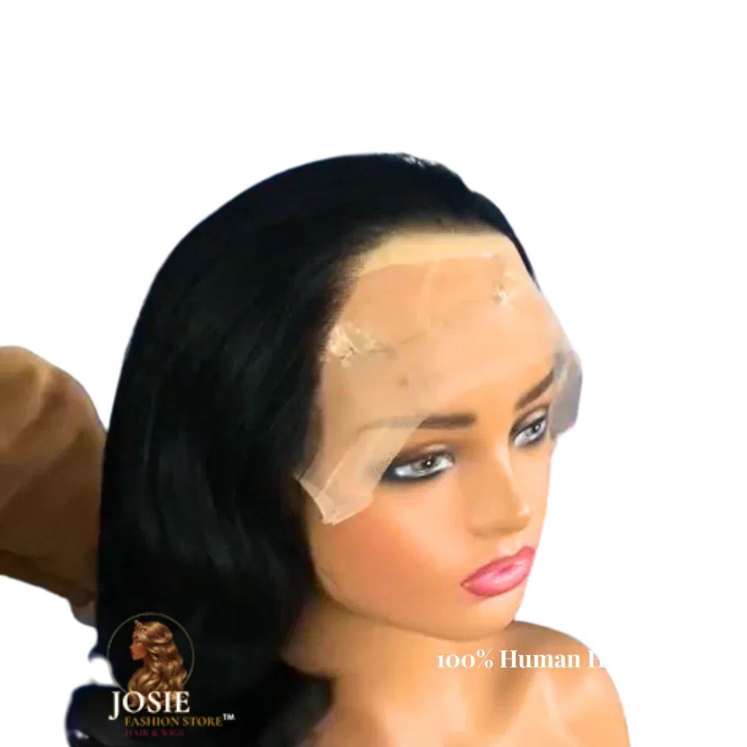 Body wave lace front wig 18 inch natural black 210% density front view