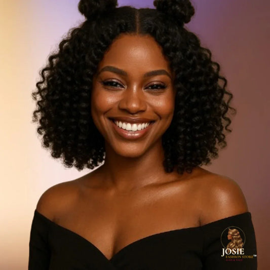 Water wave bob lace front wig 14 inch natural black front view