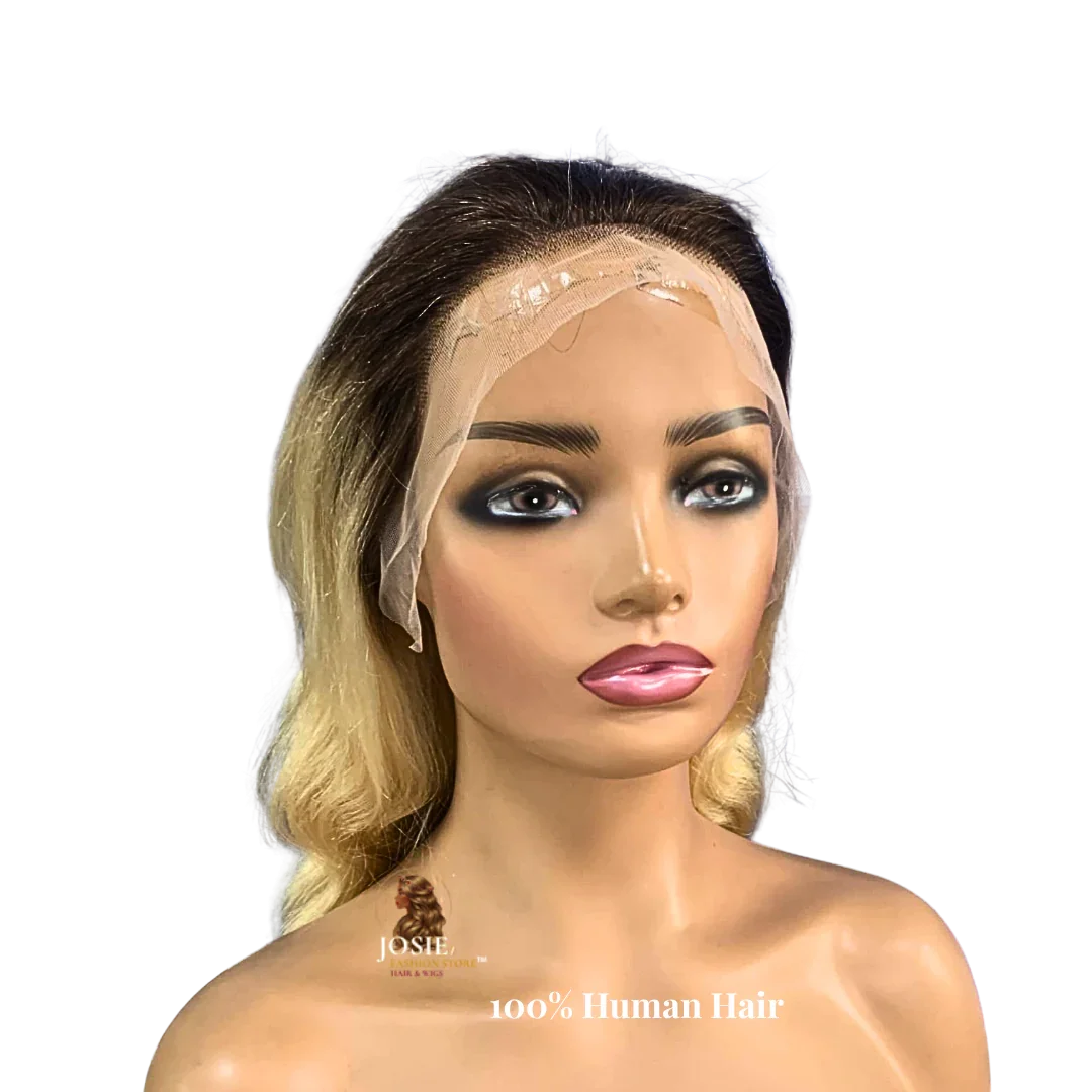 Body wave lace wig 26 inch P4/27 honey brown front view